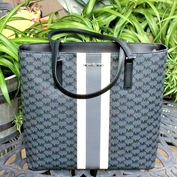 Michael Kors Women's Morgan LG Tote Stripe 14x12x6 NWT - Picture 1 of 8